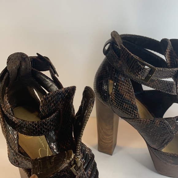 8 Sabina Snakeskin Leather Heels Jessica Simpson - Picture 10 of 16